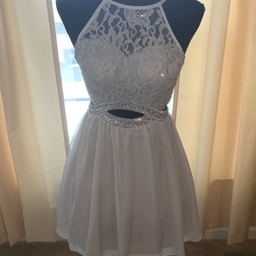 Speechless Embellished Infinity Waist Skater Dress